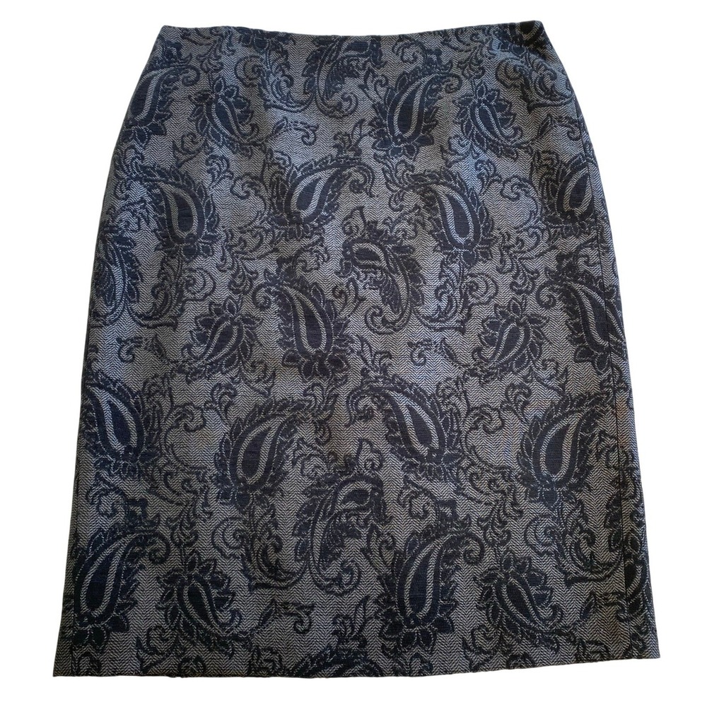 Linda Allard‎ Ellen Tracy Women's Paisley Knee Length Pencil Skirt Size 12 Gray
